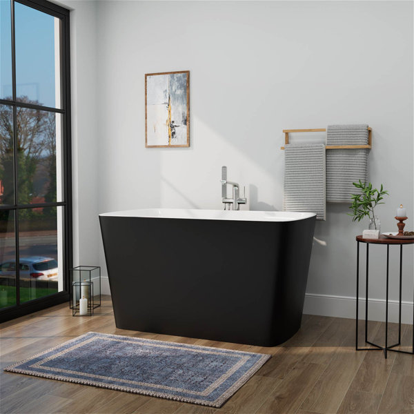 Mokleba 47" x 27" Modern Freestanding Acrylic Soaking Bathtub, Non-Slip ...